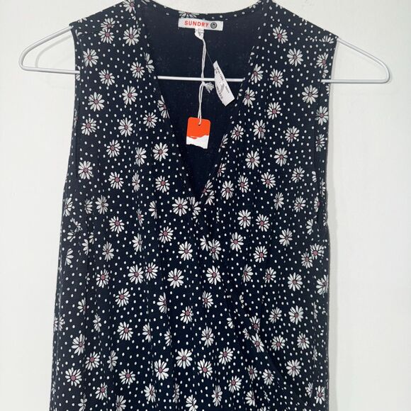 Sundry Ditsy Floral Wrap Jumpsuit - Navy 1/S - Picture 8 of 13